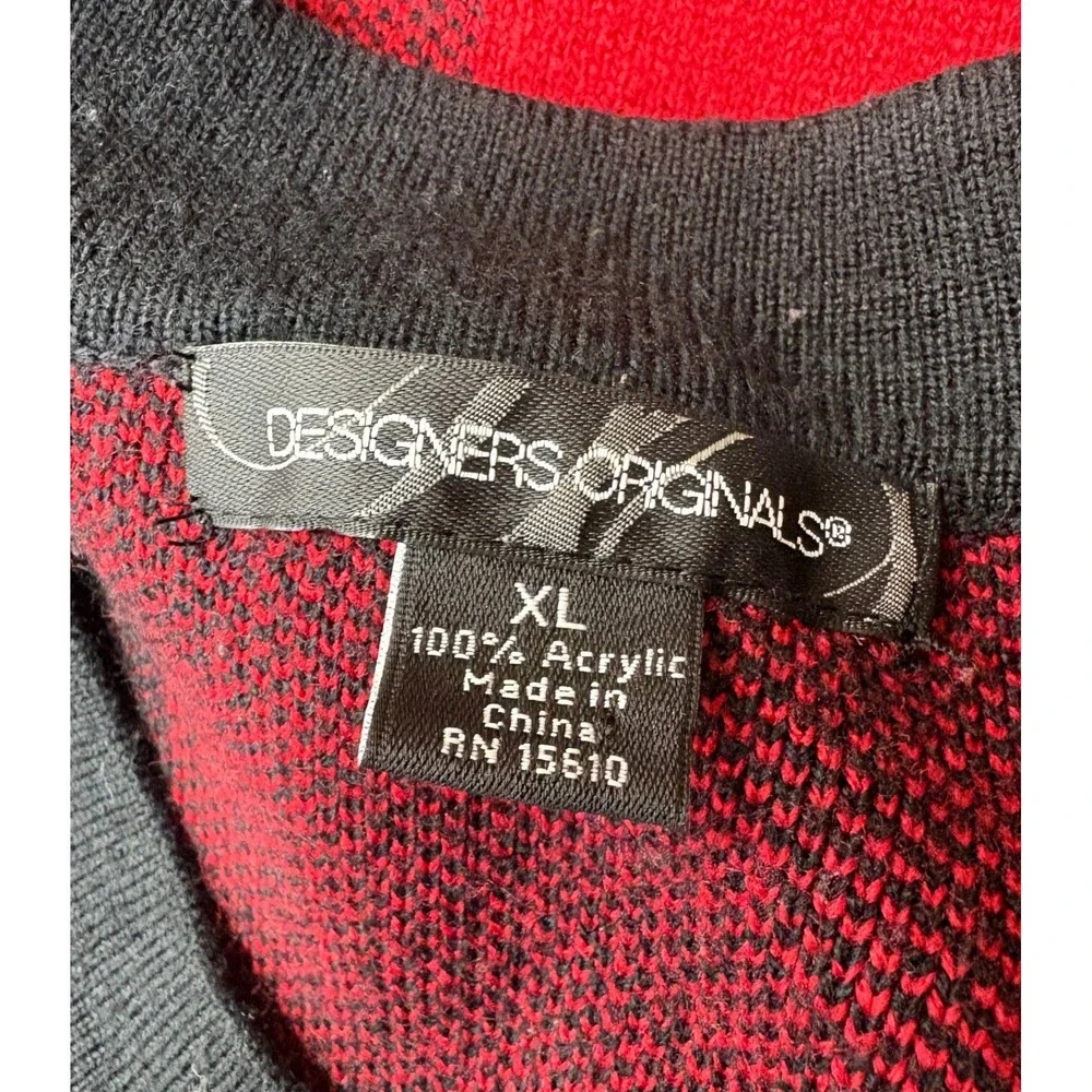 Designers‎ Originals Womens Red Black Buffalo Plaid Kimono Holiday Cardigan XL